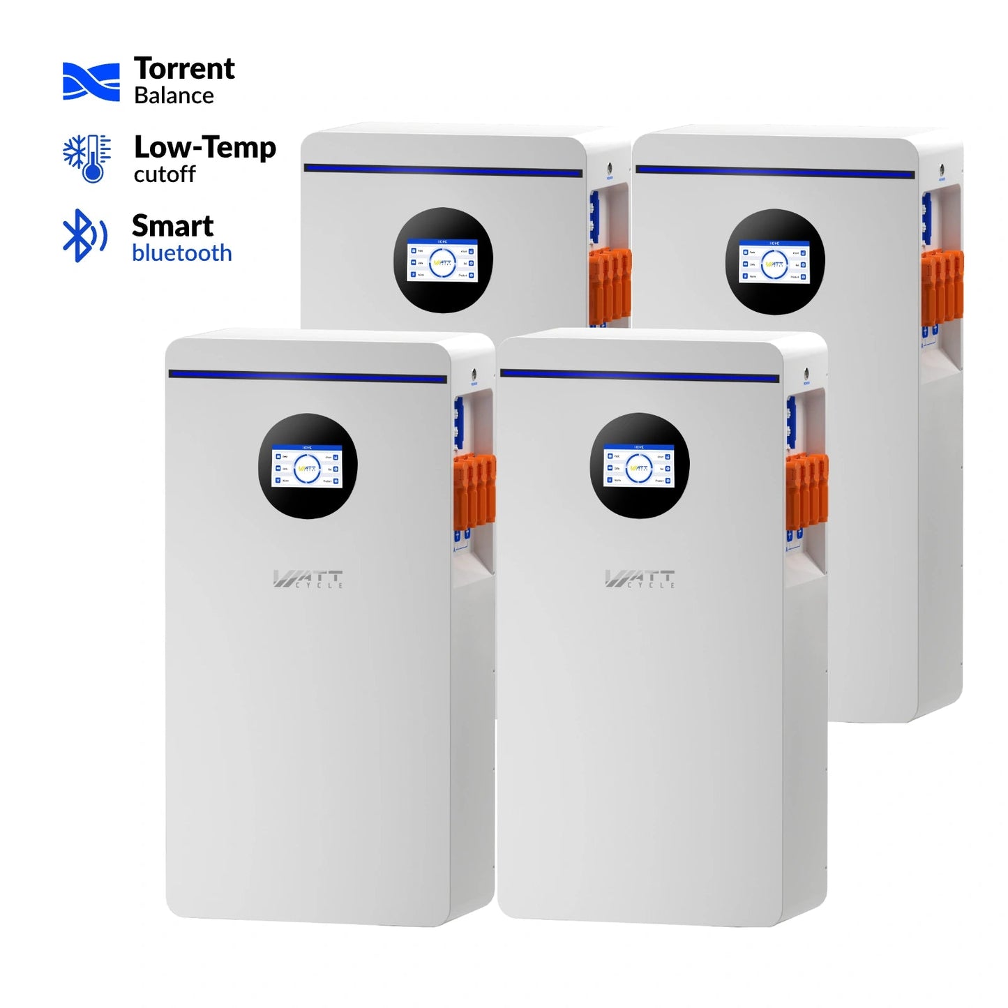 WattCycle 16kWh 48V 314Ah Wall-Mount Bluetooth LiFePO4 – Active Balancing & CAN/RS485 Communication