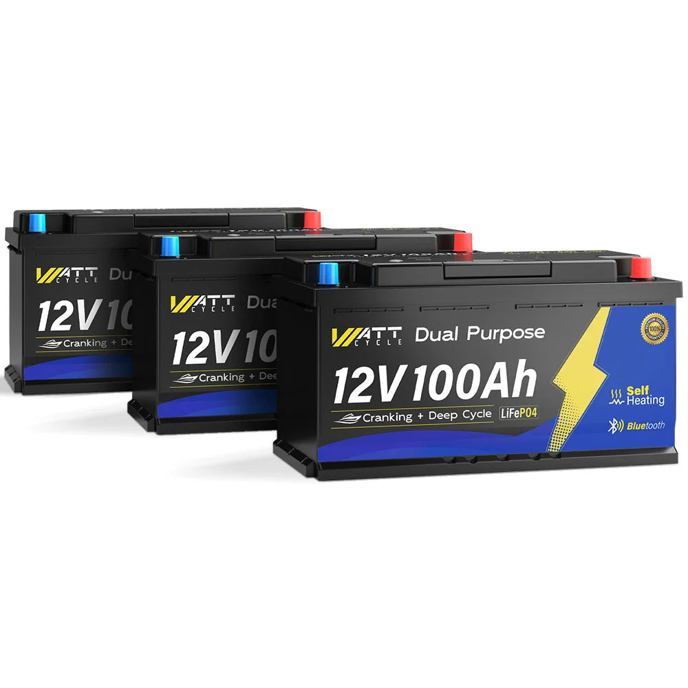 WattCycle AU - 12V 100Ah 1200CCA Marine Cranking Battery with Bluetooth
