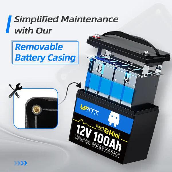 【Pre-Sale】【Easter Sale: 10% OFF】WattCycle NZ - 12V 100Ah Mini Bluetooth LiFePO4 Battery