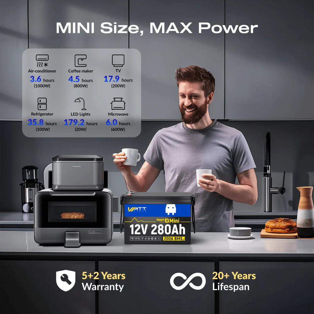 WattCycle NZ - 12V 280Ah Mini LiFePO4 Battery with Bluetooth