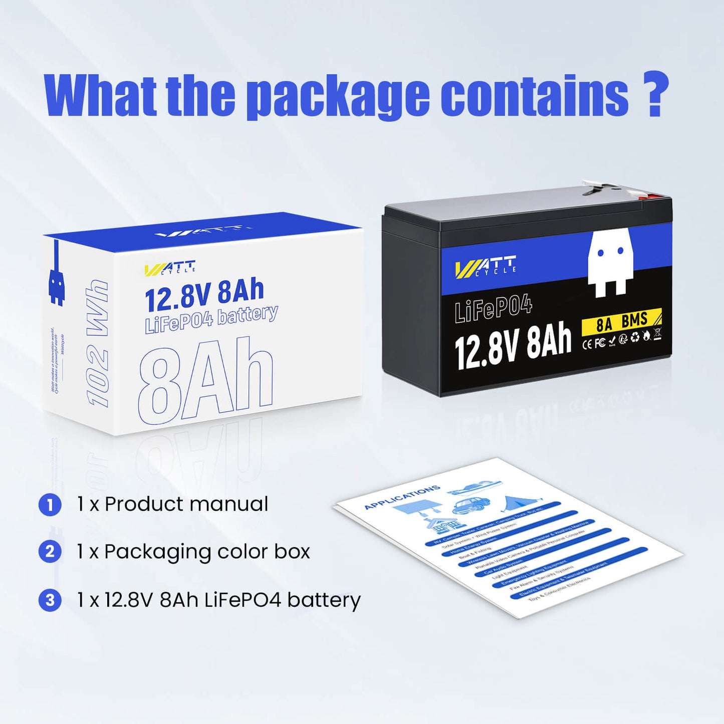 【Easter Sale: 10% OFF】WattCycle NZ - 12V 8Ah LiFePO4 Battery