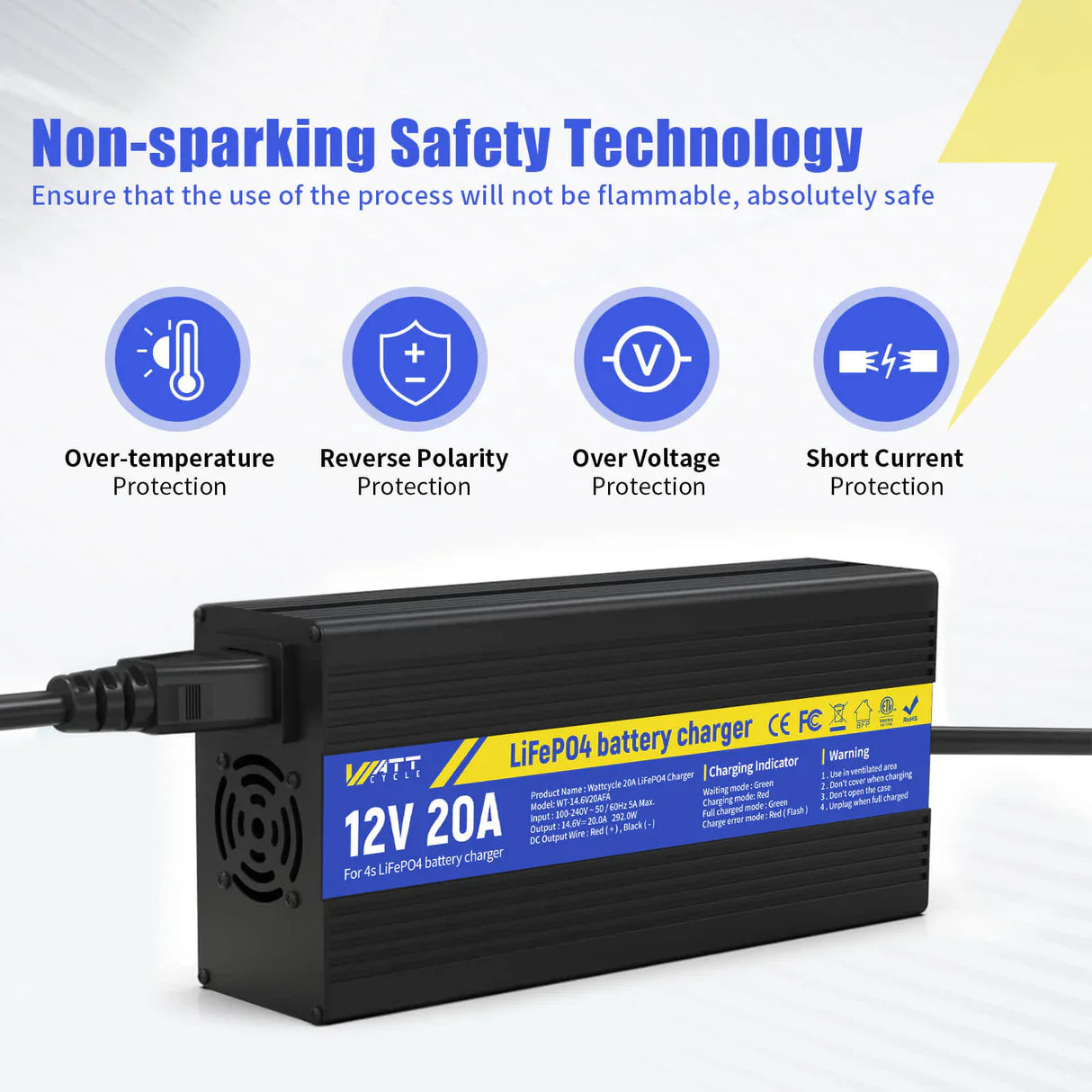 WattCycle AU - 14.6V 20A LiFePO4 Battery Charger