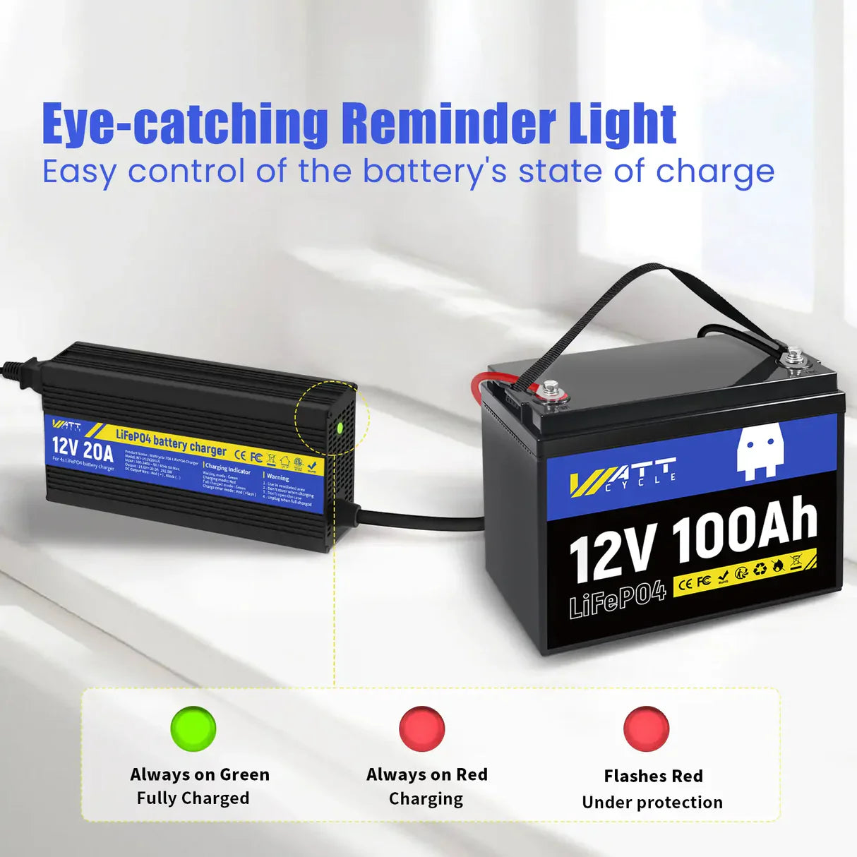WattCycle AU - 14.6V 20A LiFePO4 Battery Charger