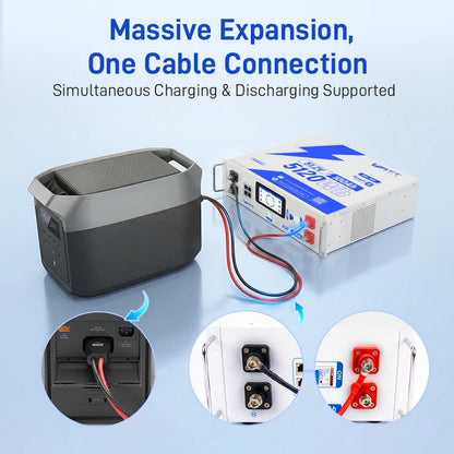 WattCycle WattLINK EcoFlow Delta 2/3 Series PPS Expansion Adapter Cable – M8 to XT150-Style