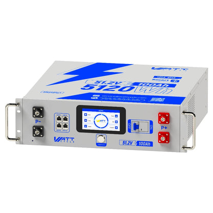 WattCycle V2 48V 100Ah LiFePO₄ Rack Battery – Active Balancing | LCD | Bluetooth | Smart Comms