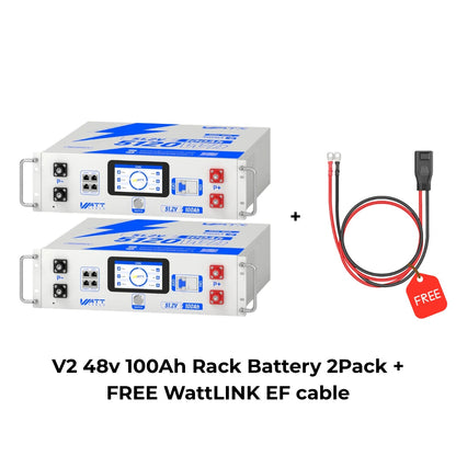 WattCycle V2 48V 100Ah LiFePO₄ Rack Battery – Active Balancing | LCD | Bluetooth | Smart Comms