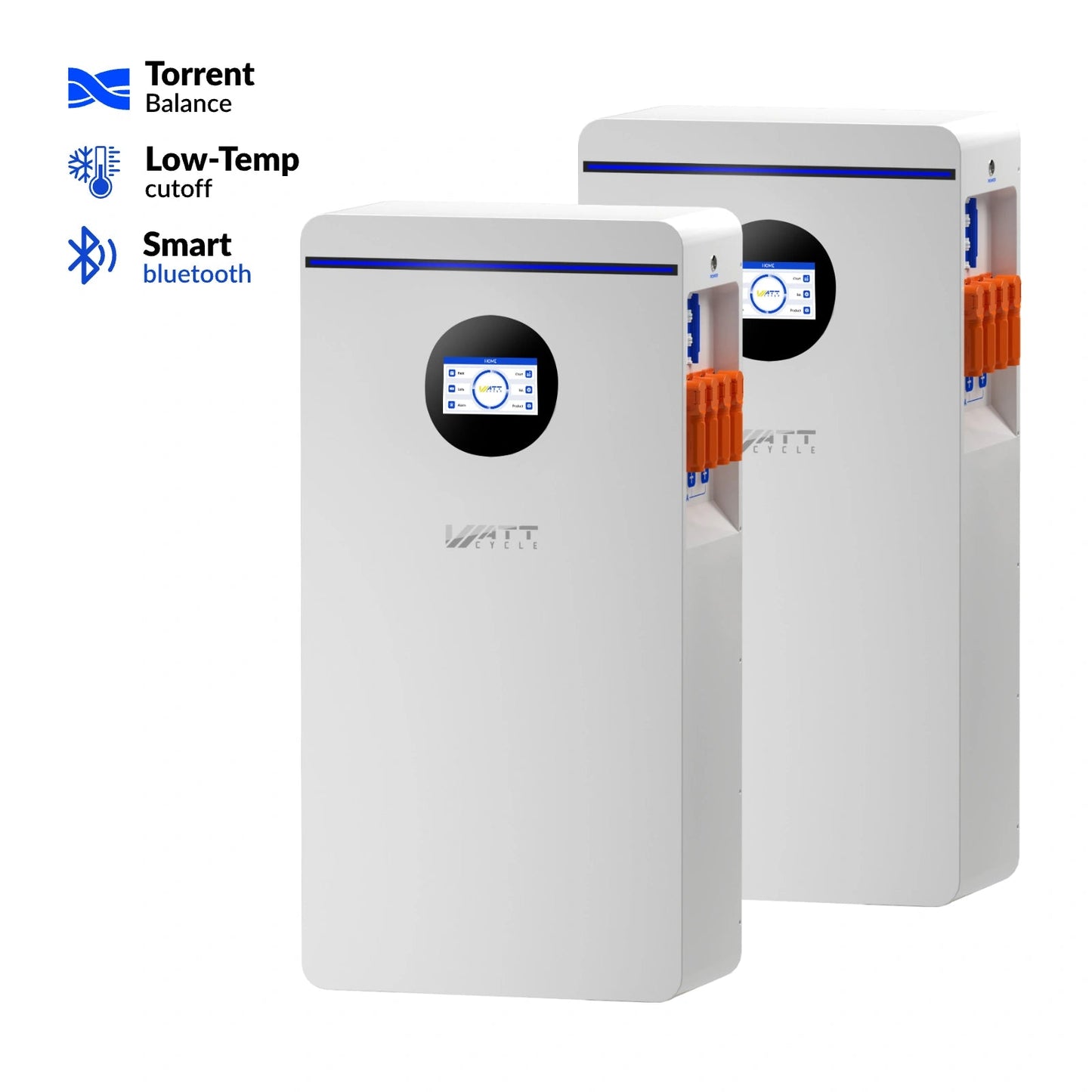 WattCycle 16kWh 48V 314Ah Wall-Mount Bluetooth LiFePO4 – Active Balancing & CAN/RS485 Communication