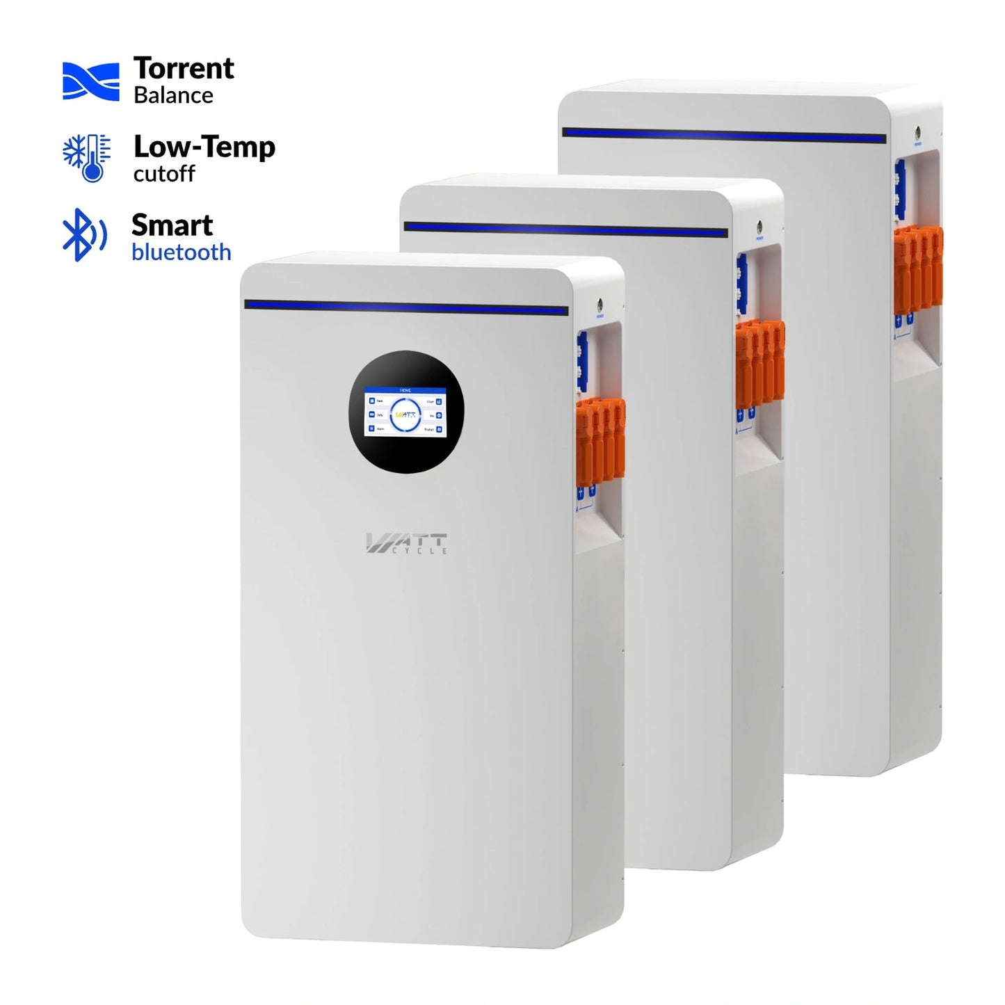 WattCycle 16kWh 48V 314Ah Wall-Mount Bluetooth LiFePO4 – Active Balancing & CAN/RS485 Communication