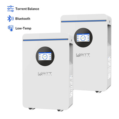 WattCycle 5.12kWh 48V 100Ah Wall-Mount LiFePO4 Battery – Bluetooth, Active Balancing & RS485/CAN Communication