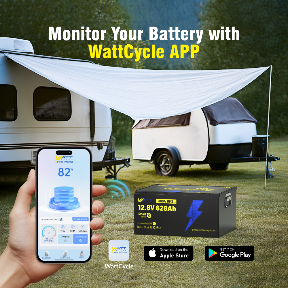 【BOX DAY SALES】WattCycle - 12V 628Ah Ultra LiFePO4 Battery with Bluetooth