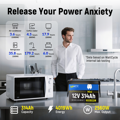 【BOX DAY SALES】WattCycle - 12V 314Ah Mini LiFePO4 Battery