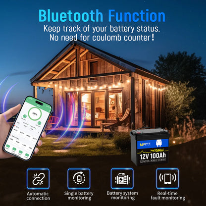 WattCycle NZ - 12V 100Ah Mini Bluetooth LiFePO4 Battery