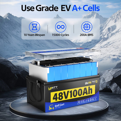 WattCycle AU - 48V 100Ah Golf Cart Battery with Bluetooth