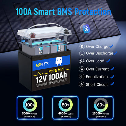 WattCycle NZ - 12V 100Ah Mini Bluetooth LiFePO4 Battery