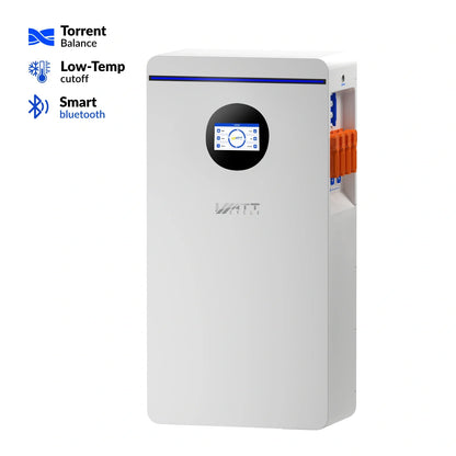 WattCycle 16kWh 48V 314Ah Wall-Mount Bluetooth LiFePO4 – Active Balancing & CAN/RS485 Communication