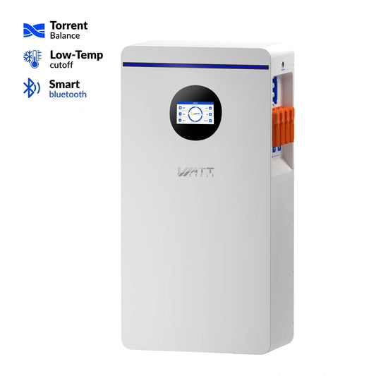 WattCycle 16kWh 48V 314Ah Wall-Mount Bluetooth LiFePO4 – Active Balancing & CAN/RS485 Communication