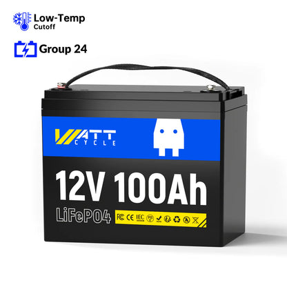 【PRE-SALE】WattCycle NZ - 12V 100Ah Group 24 LiFePO4 Battery