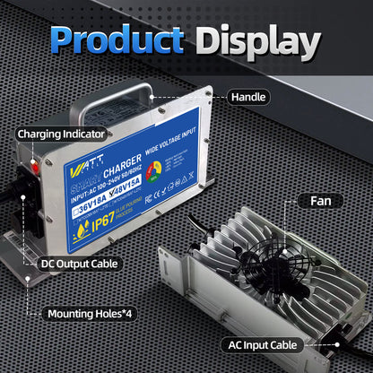 WattCycle 58.4V 15A LiFePO4 Battery Charger – Aluminium Shell for 48V Batteries