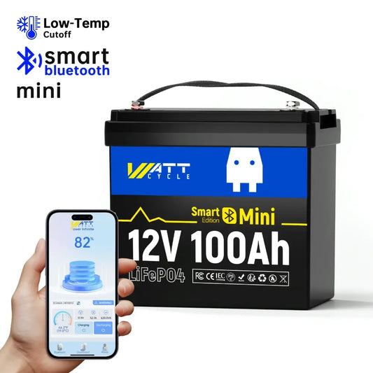 【Pre-Sale】【Easter Sale: 10% OFF】WattCycle NZ - 12V 100Ah Mini Bluetooth LiFePO4 Battery