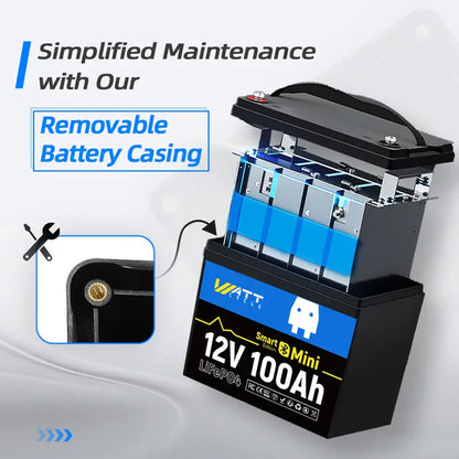 【Pre-Sale】【Easter Sale: 10% OFF】WattCycle NZ - 12V 100Ah Mini Bluetooth LiFePO4 Battery