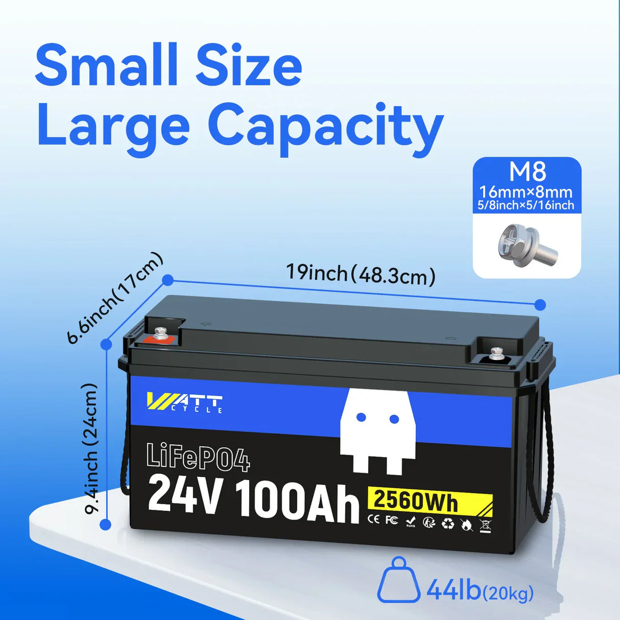 【Easter Sale: 10% OFF】WattCycle NZ - 24V 100Ah LiFePO4 Battery