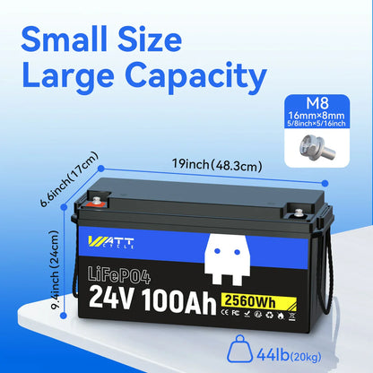 【Easter Sale: 10% OFF】WattCycle NZ - 24V 100Ah LiFePO4 Battery